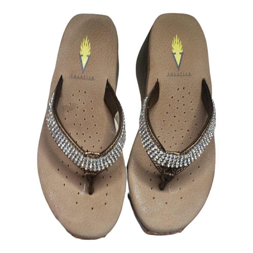Volatile Tanorama Wedge Platform Flip Flop Sandals size 6